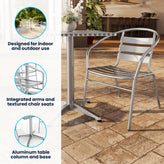 Lila 23.5'' Square Aluminum Indoor-Outdoor Table Set with 4 Slat Back Chairs