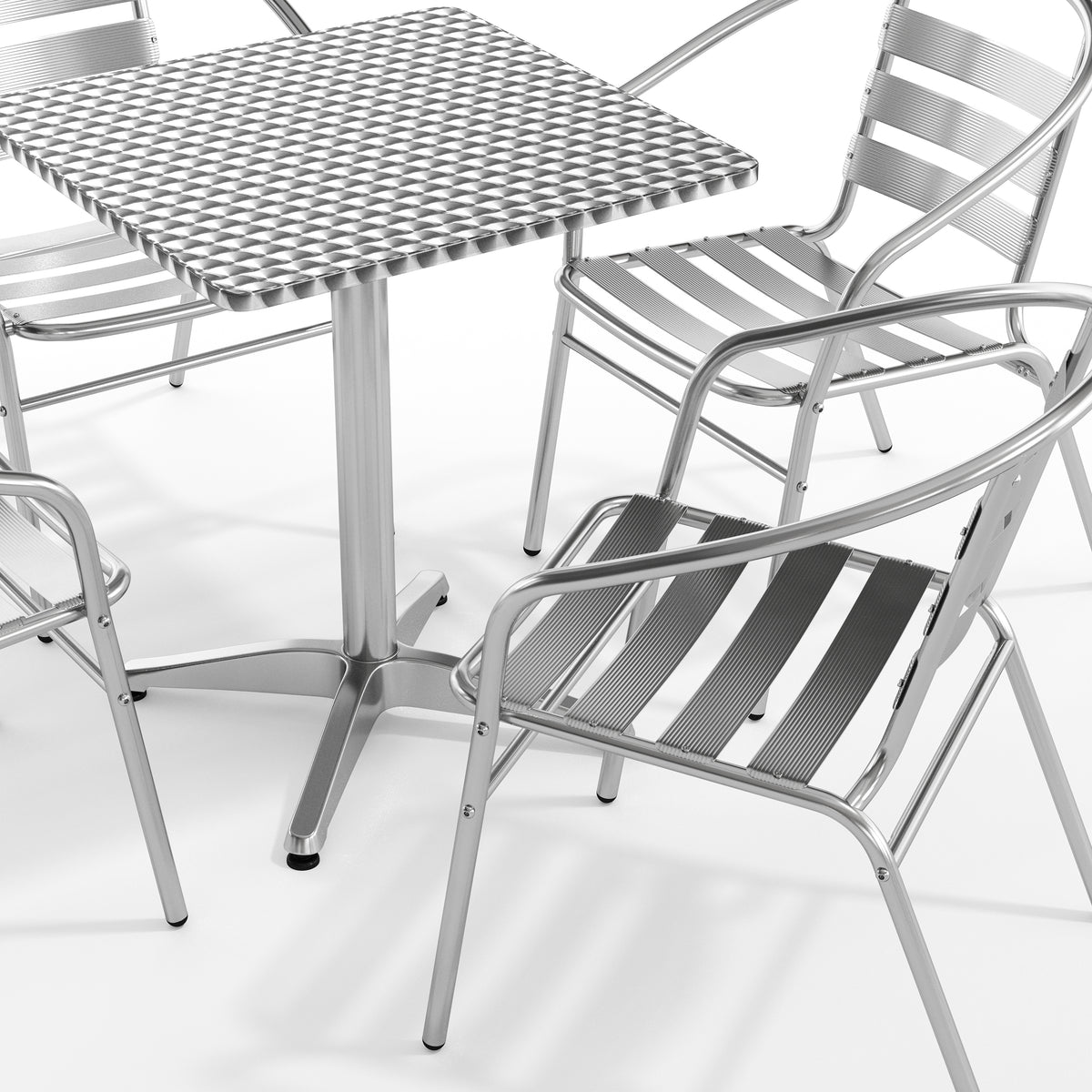 Lila 23.5'' Square Aluminum Indoor-Outdoor Table Set with 4 Slat Back Chairs