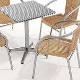 Lila 23.5'' Square Aluminum Indoor-Outdoor Table Set with 4 Beige Rattan Chairs