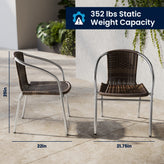Lila 23.5'' Square Aluminum Indoor-Outdoor Table Set with 2 Dark Brown Rattan Chairs