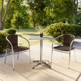 Lila 23.5'' Square Aluminum Indoor-Outdoor Table Set with 2 Dark Brown Rattan Chairs