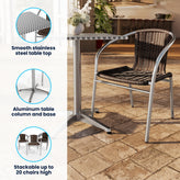 Lila 23.5'' Square Aluminum Indoor-Outdoor Table Set with 4 Dark Brown Rattan Chairs