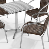 Lila 23.5'' Square Aluminum Indoor-Outdoor Table Set with 4 Dark Brown Rattan Chairs