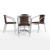 Lila 23.5'' Square Aluminum Indoor-Outdoor Table Set with 4 Dark Brown Rattan Chairs