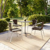 Lila 23.5'' Square Aluminum Indoor-Outdoor Table Set with 4 Dark Brown Rattan Chairs
