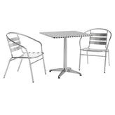 Lila 27.5'' Square Aluminum Indoor-Outdoor Table Set with 2 Slat Back Chairs