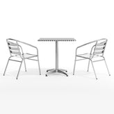 Lila 27.5'' Square Aluminum Indoor-Outdoor Table Set with 2 Slat Back Chairs
