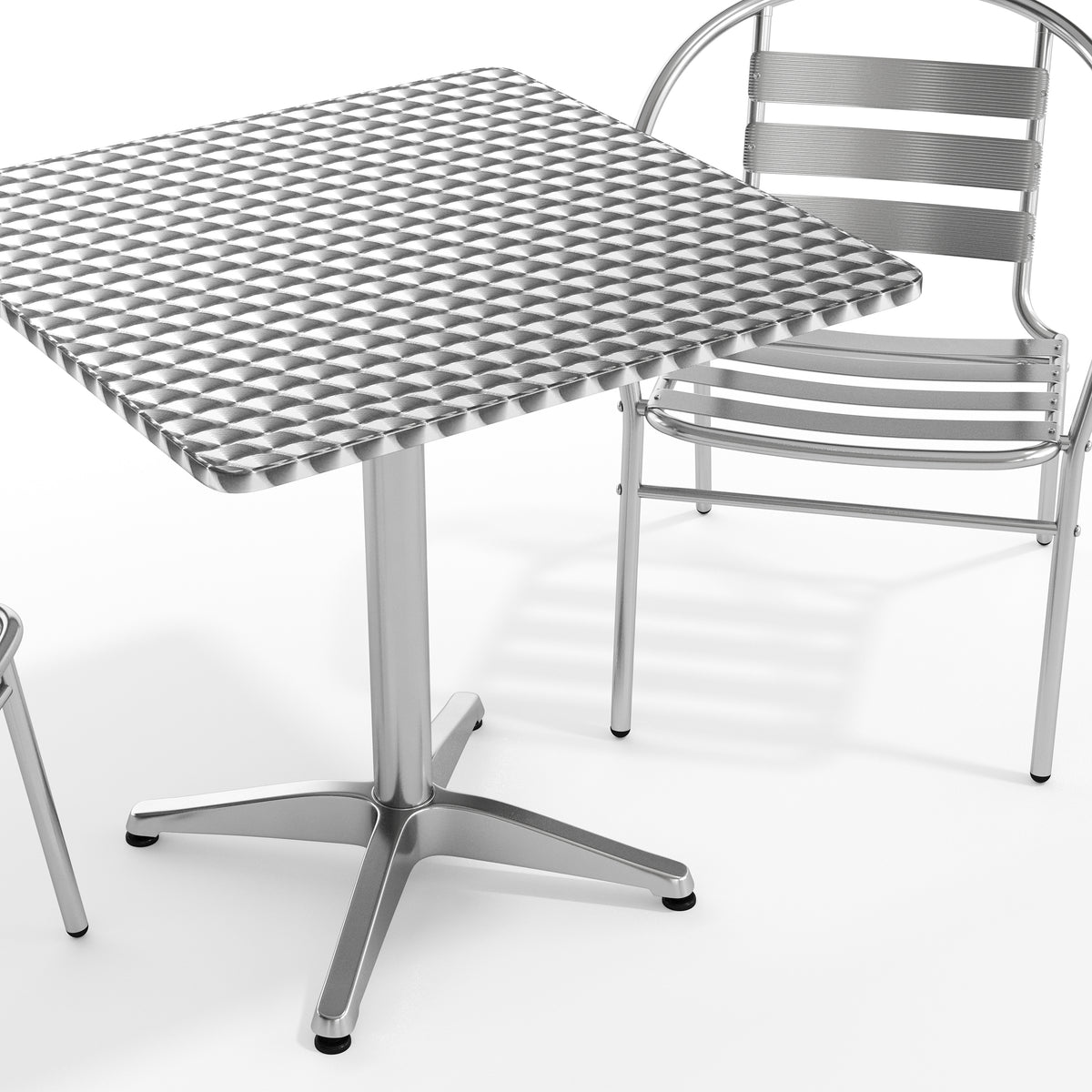 Lila 27.5'' Square Aluminum Indoor-Outdoor Table Set with 2 Slat Back Chairs