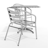 Lila 27.5'' Square Aluminum Indoor-Outdoor Table Set with 2 Slat Back Chairs