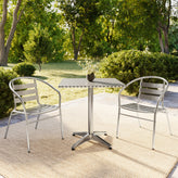 Lila 27.5'' Square Aluminum Indoor-Outdoor Table Set with 2 Slat Back Chairs