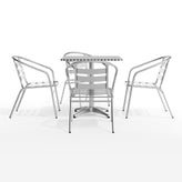 Lila 27.5'' Square Aluminum Indoor-Outdoor Table Set with 4 Slat Back Chairs