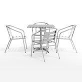 Lila 27.5'' Square Aluminum Indoor-Outdoor Table Set with 4 Slat Back Chairs