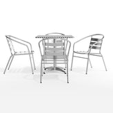 Lila 27.5'' Square Aluminum Indoor-Outdoor Table Set with 4 Slat Back Chairs