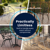 Lila 27.5'' Black Square Aluminum Indoor-Outdoor Table Set with 4 Black Slat Back Chairs