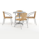 Lila 27.5'' Square Aluminum Indoor-Outdoor Table Set with 4 Beige Rattan Chairs