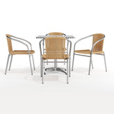 Lila 27.5'' Square Aluminum Indoor-Outdoor Table Set with 4 Beige Rattan Chairs