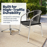 Lila 27.5'' Square Aluminum Indoor-Outdoor Table Set with 2 Black Rattan Chairs