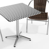 Lila 27.5'' Square Aluminum Indoor-Outdoor Table Set with 2 Dark Brown Rattan Chairs