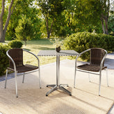 Lila 27.5'' Square Aluminum Indoor-Outdoor Table Set with 2 Dark Brown Rattan Chairs
