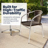 Lila 27.5'' Square Aluminum Indoor-Outdoor Table Set with 4 Dark Brown Rattan Chairs