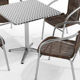 Lila 27.5'' Square Aluminum Indoor-Outdoor Table Set with 4 Dark Brown Rattan Chairs