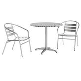 Lila 31.5'' Round Aluminum Indoor-Outdoor Table Set with 2 Slat Back Chairs