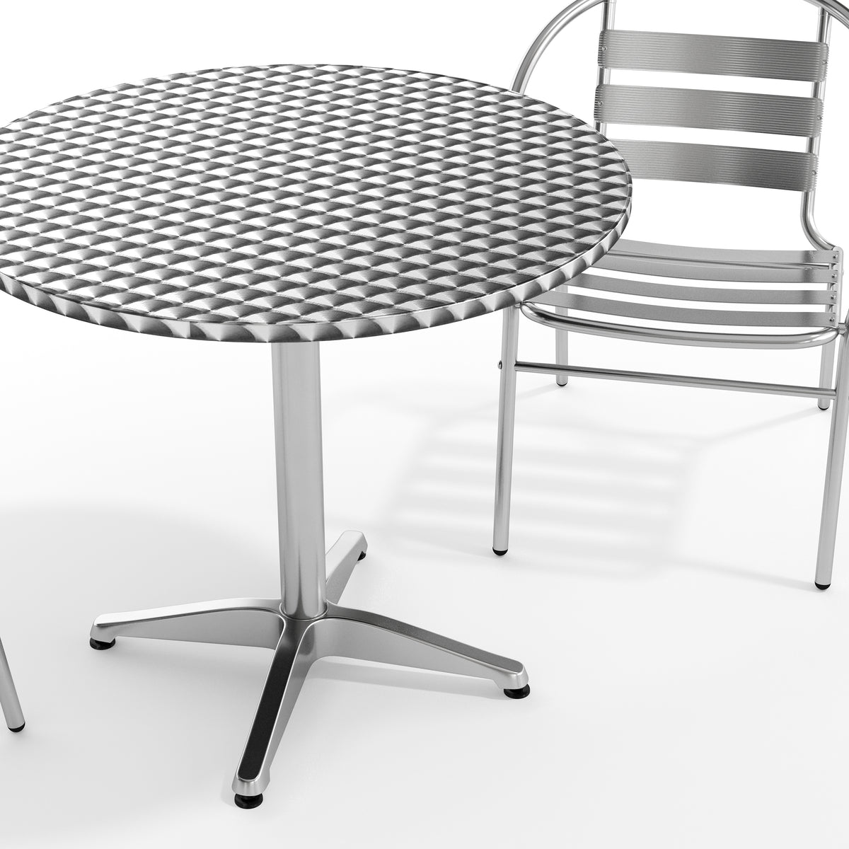 Lila 31.5'' Round Aluminum Indoor-Outdoor Table Set with 2 Slat Back Chairs