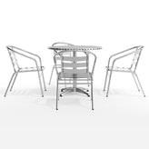 Lila 31.5'' Round Aluminum Indoor-Outdoor Table Set with 4 Slat Back Chairs