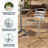 Lila 31.5'' Round Aluminum Indoor-Outdoor Table Set with 4 Slat Back Chairs