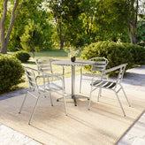 Lila 31.5'' Round Aluminum Indoor-Outdoor Table Set with 4 Slat Back Chairs