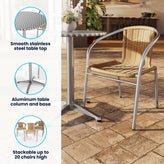 Lila 31.5'' Round Aluminum Indoor-Outdoor Table Set with 2 Beige Rattan Chairs