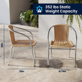 Lila 31.5'' Round Aluminum Indoor-Outdoor Table Set with 2 Beige Rattan Chairs