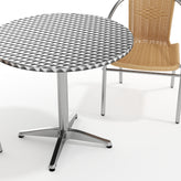 Lila 31.5'' Round Aluminum Indoor-Outdoor Table Set with 2 Beige Rattan Chairs