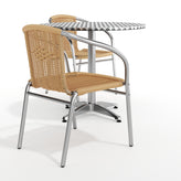 Lila 31.5'' Round Aluminum Indoor-Outdoor Table Set with 2 Beige Rattan Chairs