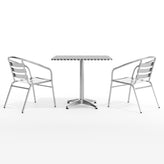 Lila 31.5'' Square Aluminum Indoor-Outdoor Table Set with 2 Slat Back Chairs
