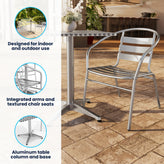 Lila 31.5'' Square Aluminum Indoor-Outdoor Table Set with 2 Slat Back Chairs