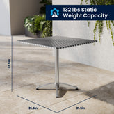 Lila 31.5'' Square Aluminum Indoor-Outdoor Table Set with 2 Slat Back Chairs
