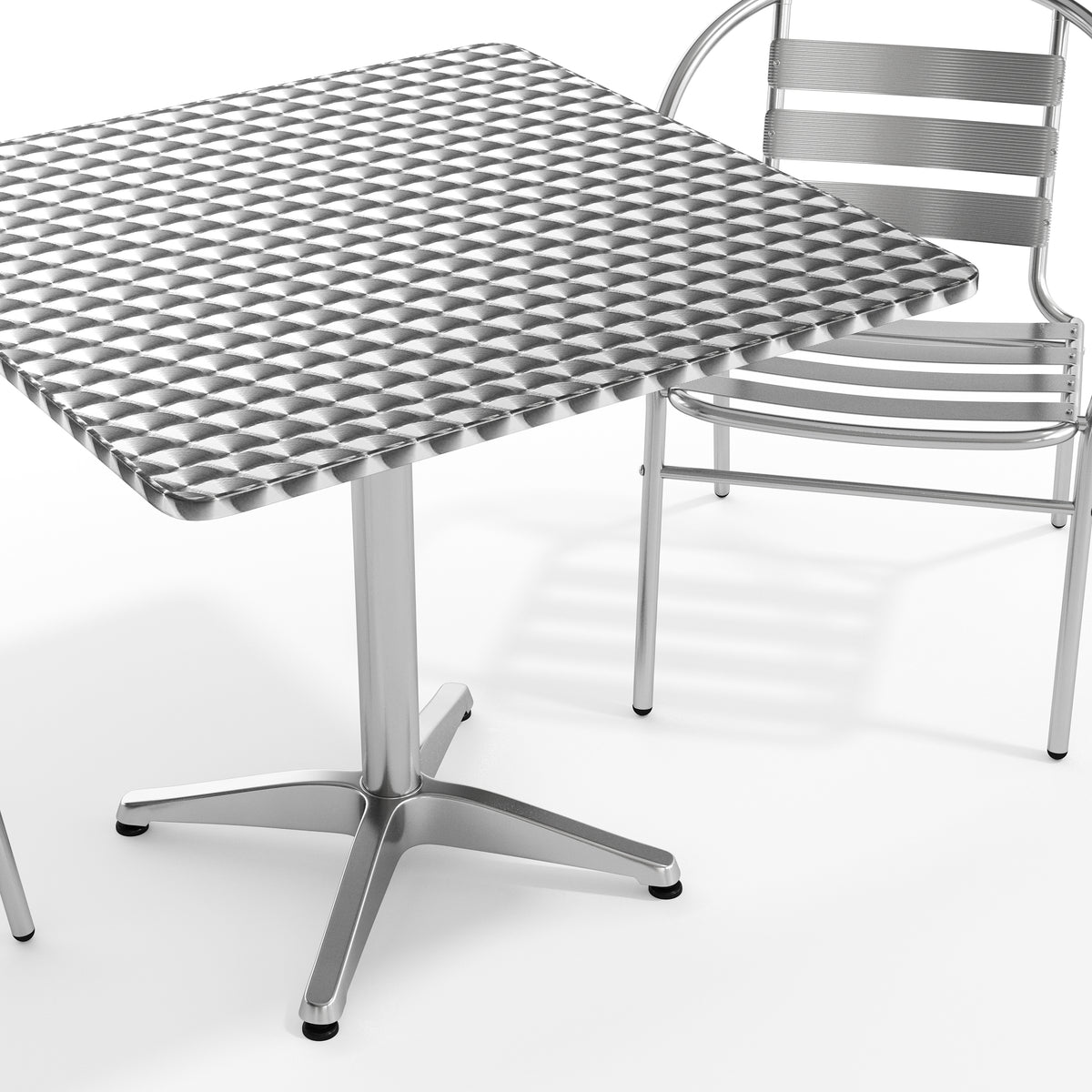 Lila 31.5'' Square Aluminum Indoor-Outdoor Table Set with 2 Slat Back Chairs