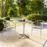 Lila 31.5'' Square Aluminum Indoor-Outdoor Table Set with 2 Slat Back Chairs