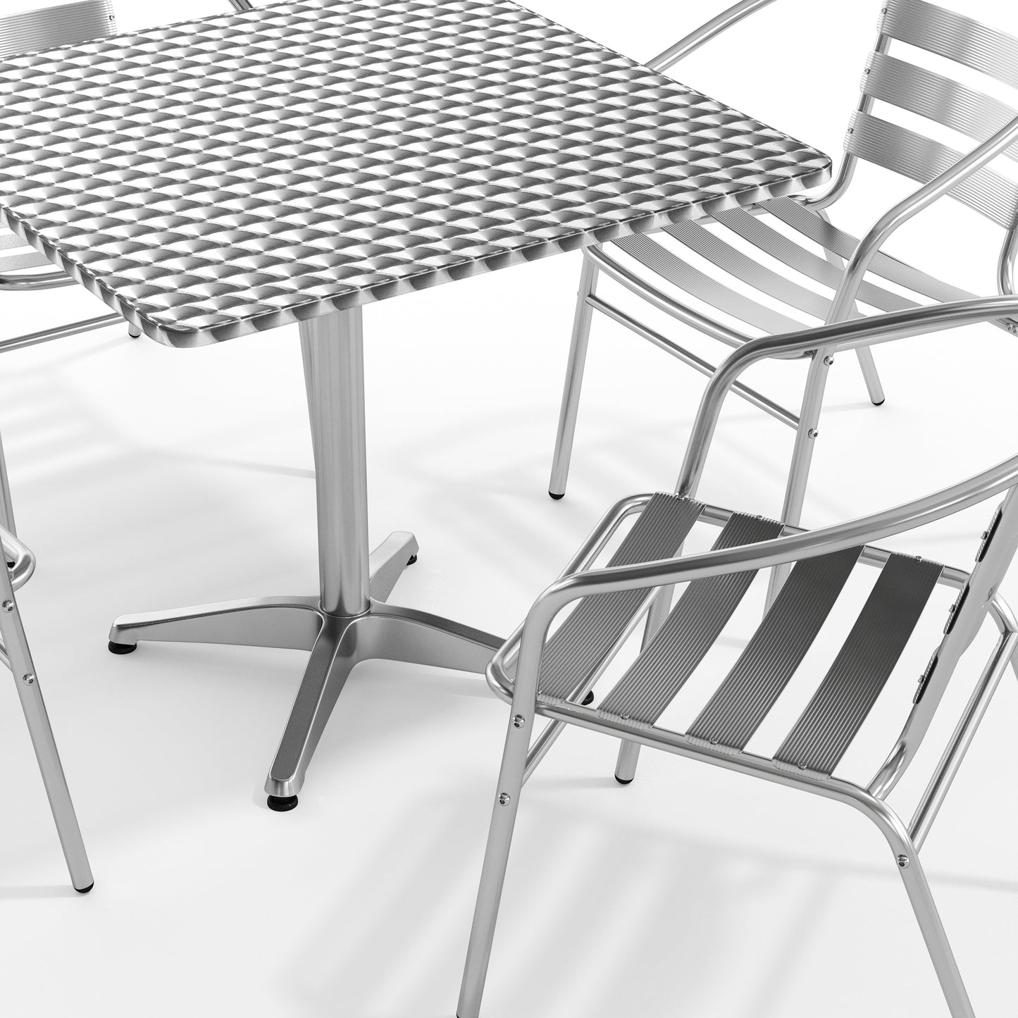 Lila 31.5'' Square Aluminum Indoor-Outdoor Table Set with 4 Slat Back Chairs