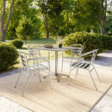 Lila 31.5'' Square Aluminum Indoor-Outdoor Table Set with 4 Slat Back Chairs