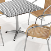Lila 31.5'' Square Aluminum Indoor-Outdoor Table Set with 4 Beige Rattan Chairs