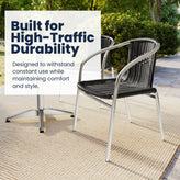 Lila 31.5'' Square Aluminum Indoor-Outdoor Table Set with 2 Black Rattan Chairs