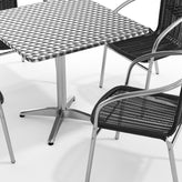 Lila 31.5'' Square Aluminum Indoor-Outdoor Table Set with 4 Black Rattan Chairs