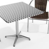 Lila 31.5'' Square Aluminum Indoor-Outdoor Table Set with 2 Dark Brown Rattan Chairs