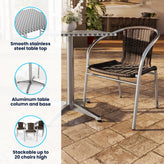 Lila 31.5'' Square Aluminum Indoor-Outdoor Table Set with 4 Dark Brown Rattan Chairs