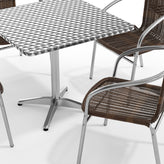 Lila 31.5'' Square Aluminum Indoor-Outdoor Table Set with 4 Dark Brown Rattan Chairs