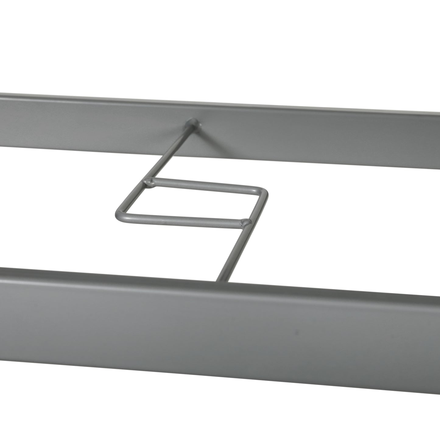 Tory Commercial Grade 35" x 59" Rectangular Patio Table with Tempered Glass Top with Umbrella Hole and Steel Tube Frame in Silver