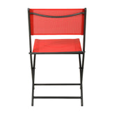 Brazos Set of 2 Commercial Grade Indoor/Outdoor Folding Chairs with Red Flex Comfort Material Backs and Seats and Black Metal Frames