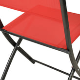 Brazos Set of 2 Commercial Grade Indoor/Outdoor Folding Chairs with Red Flex Comfort Material Backs and Seats and Black Metal Frames